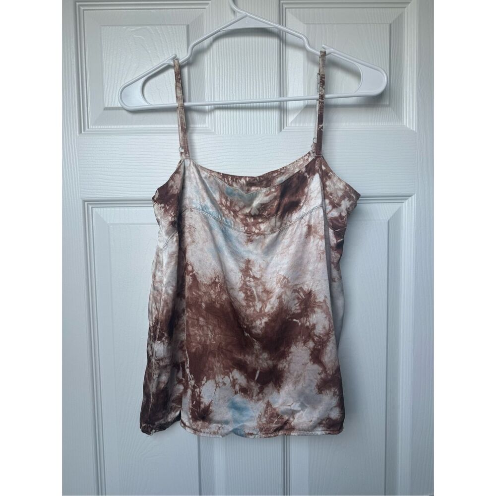 Tina Jo Tank Top XS Women's Marble Brown Blue Neutral Artsy